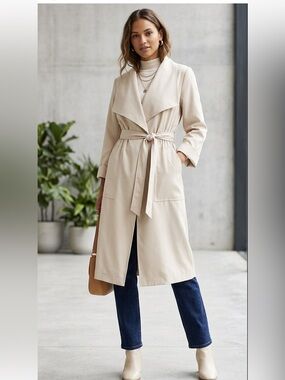 River Island Beige Tie-Waist Trench Coat